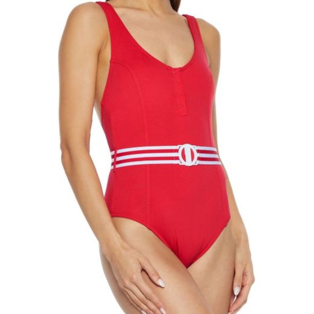 Seafolly Australia Belted Tank Maillot Swimsuit in Red NWOT